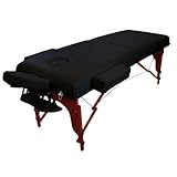 Vivezen   Table de Massage 15 cm Pliante 2 Zones en Bois foncé avec Panneau Reiki + Accessoires et Housse de Transport   Noir