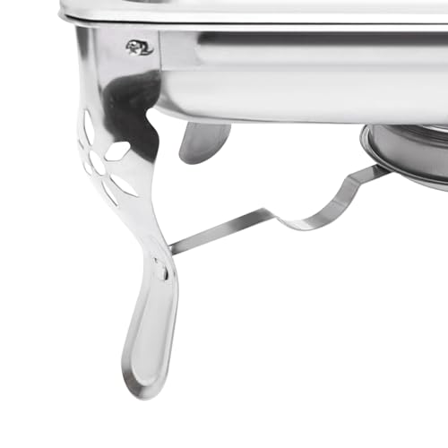 HuKaiL 6L Edelstahl Warmhaltebehälter, Speisewärmer Chafing Dish mit Ständer, Warmhaltegerät Buffetwärmer für Cafeterias, Hotel, Schulkantinen, Bankette, 26 * 21 * 26cm – Bild 7