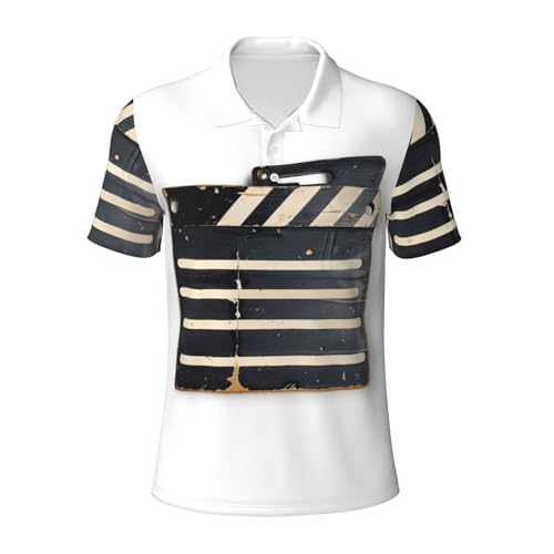 Polo classique à manches courtes pour homme noir imprimé