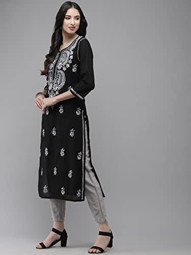 Image of Ada Hand Embroidered Lucknowi Chikankari Cotton Kurta Kurti for Women A411191