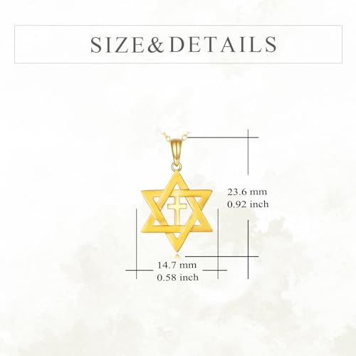 KECHO 14K Solid Gold Star of David Necklace Cross Pendant 14K Real Gold Jewelry Gifts for Women4