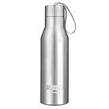 Landnics 720ML Botellas Agua de Acero Inoxidable, Deportiva Botella Térmica Libre de BPA 24 Horas Frío y 12 Horas Caliente, Termo Aislada para Camping Senderismo Ciclismo, Plata