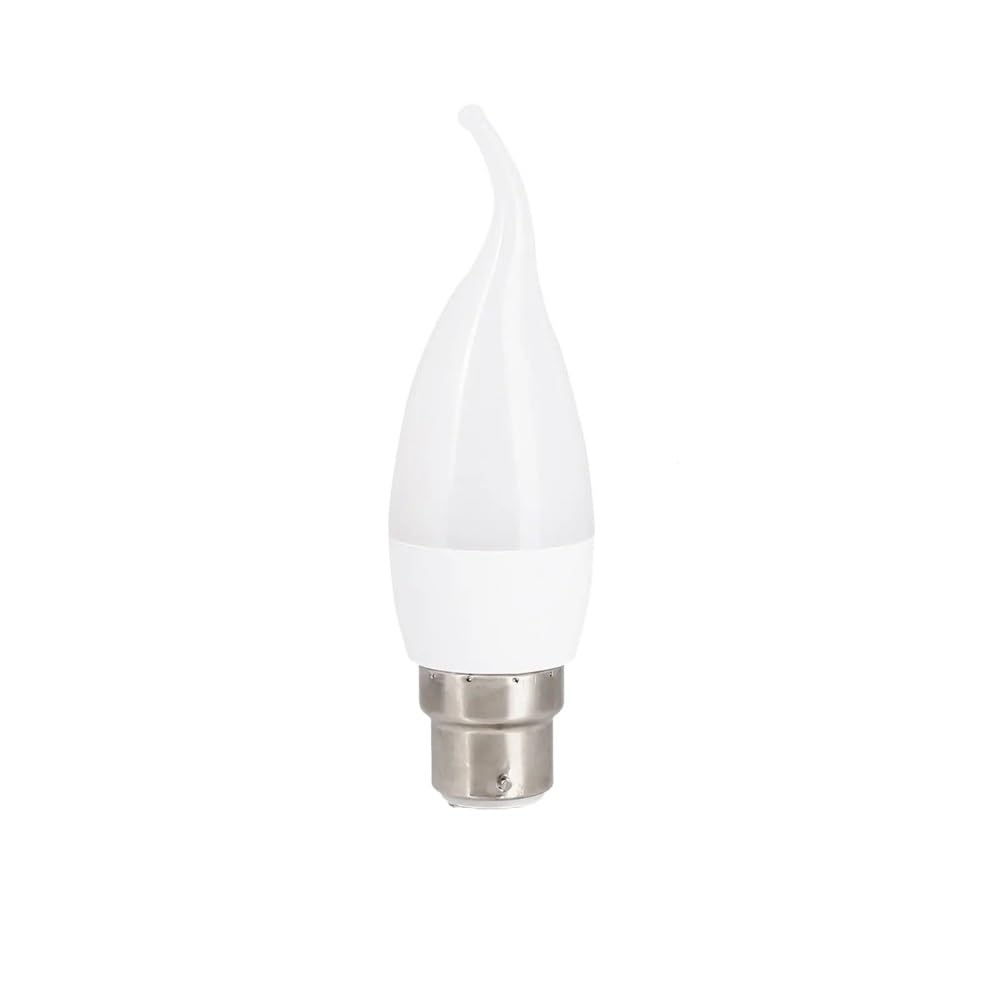 fortunate lights Pack of 10, LED Candle Light Bulb AC85-265V E12/E14/E27/B22 3W 2835SMD Flame Tip Chandelier Lamp(Cool White,B22 Flame)