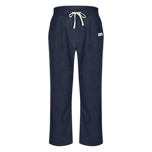 Mens Pants Fall Winter Fashion Casual Straight Leg Trousers Elastic Waist Solid Color Loose Jogger Pant3