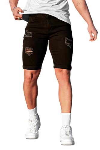 GINGTTO Mens Jean Shorts Slim Fit Ripped Denim Shorts...