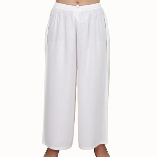 Image of KASANI Women's Solid Rayon Palazzo Pants Regular Palazo