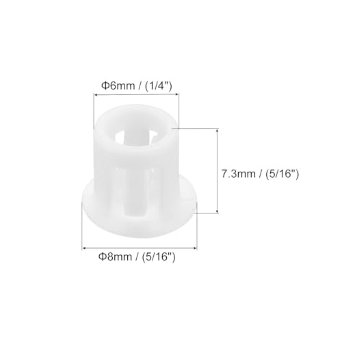 Image of MECCANIXITY 64PCS 6mm(1 /4 inch) White Plastic Hole Plugs, Flush Type Panel Hole Plugs Insert End Caps for Locking Hole Tubes Furniture Cabinet