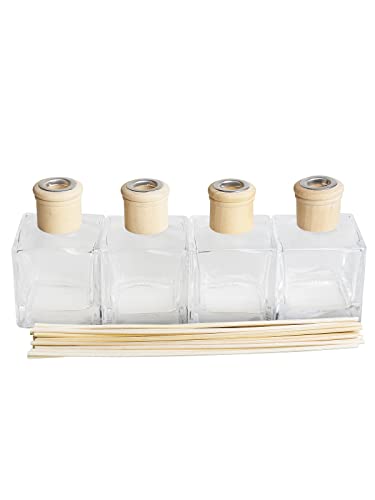 Crazy Huayi Fragrance Glass Diffuser Bottles Diffuser Jars With Caps And Rattan Stick Set Of 4 Pcs 200Ml Fragrance Accessories Use For Diy Replacement Reed Diffuser Sets (4Pcs Per Set) #TOP4