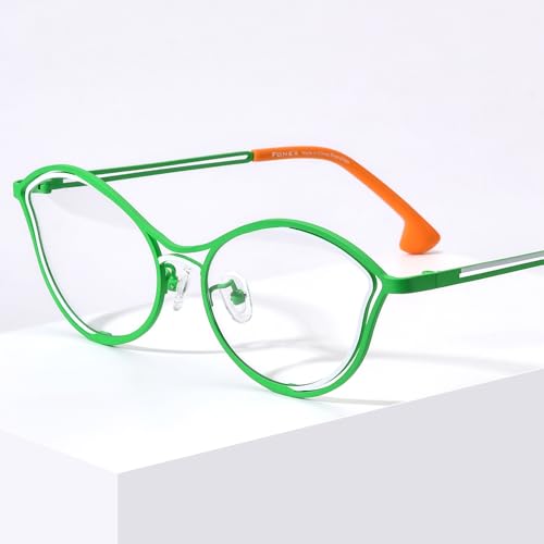 Image of FONEX Colorful Pure Titanium Glasses Frame Women Retro Round Eyeglasses