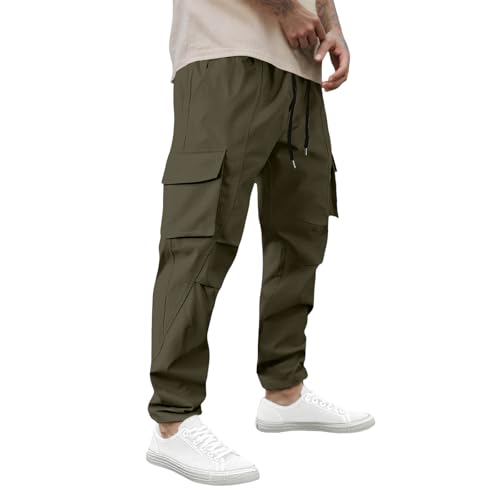 Men's Work Pants Pocket Drawstring Casual Pants Lightweight Mens Work Pants