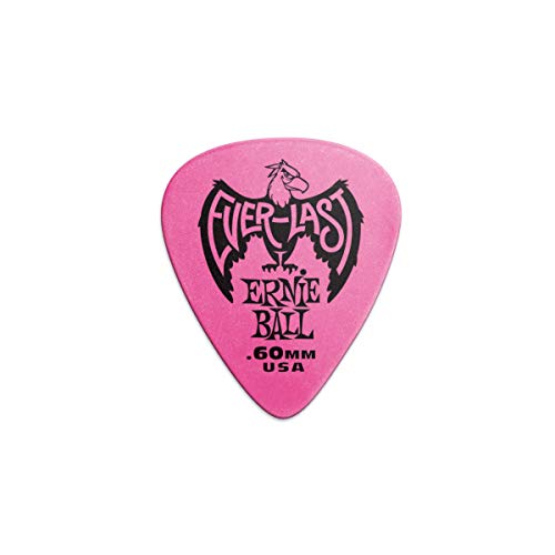 Ernie Ball Lot de 12 médiators Everlast, rose, 0,60 mm - Les Beatles, Paul McCartney, John Lennon, RIngo Starr, George Harrison Ernie Ball Lot de 12 médiators Everlast, rose, 0,60 mm