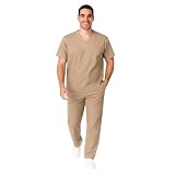M&M SCRUBS Men Scrub Set Medical Scrub Top and Pants L Khaki