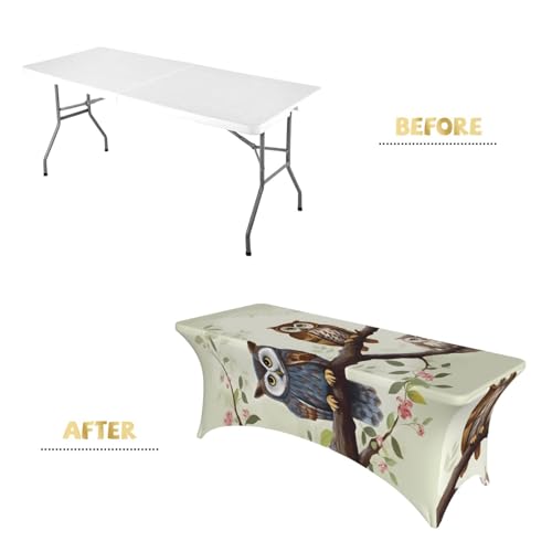 Nappe extensible 1m80 hiboux housse de table rectangulaire - 5