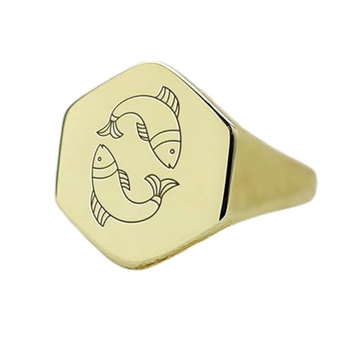 Bague Poissons hexagonale en argent 925 plaqué or pour homme et femme LK_PDR_00889