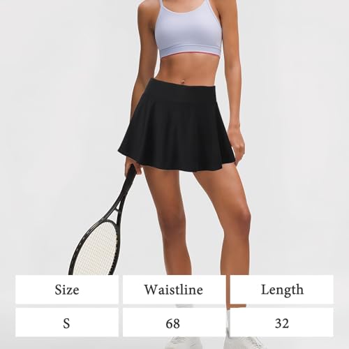 2 Stück Tennisrock Damen, Tennis Rock mit Taschen, Sportrock, Rock mit Hose Drunter, Atmungsaktives Material, für Golf, Radfahren, Fitness, Läuft (Schwarz, Weiß)