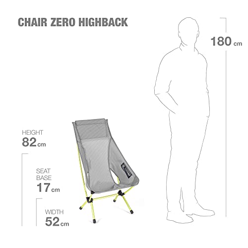 Helinox Chair Zero Highback Chair, 1.43lbs, Ultralight, High Back Camping Chair, Backpacking, Folding Outdoor Chairs, Grey