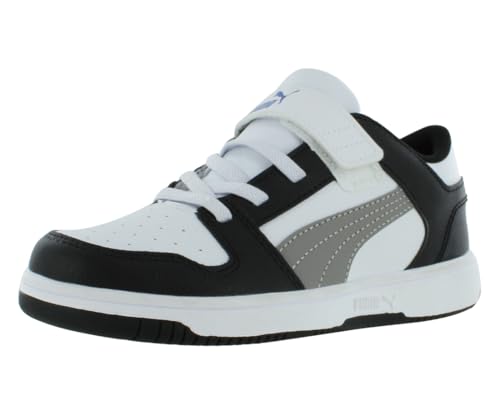 Puma Rebound Layup LO SL V Infant/Toddler Shoes Size 11, Color: White/Concreate Gray/Puma Black