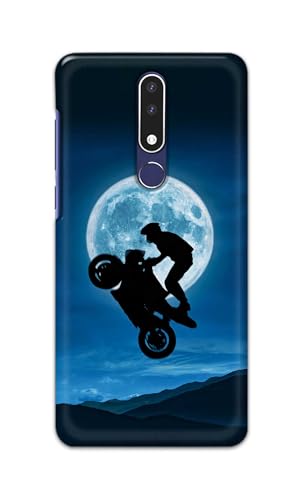 Image of Printed Hard Back Cover for Nokia 3.1+ Plus Back Cover (Biker On Moon) -190724(DP)