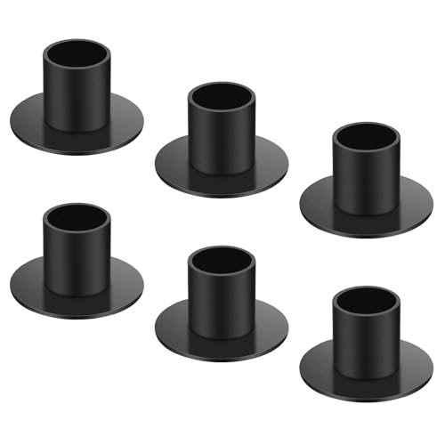 HOTUT Candelabros de Metal, 6 Piezas Vintage Candelabros para Velas, Candelero Redondo, Candle Holder para Bodas, Festivales, Fiestas, Decoraciones de Mesa, Negro