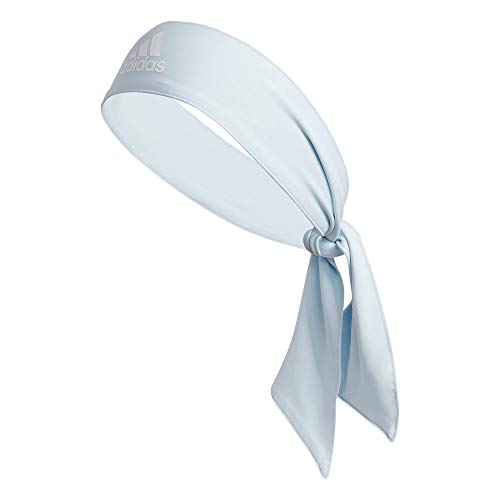 Image of adidas Alphaskin Tie Headband, Sky Tint Blue / White, OSFA