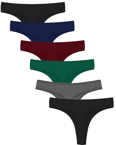 Libella Tanga para Mujer Bragas de Color Puro Basico Braguita de Algodón (Pack de 6) 3904 Multicolor M