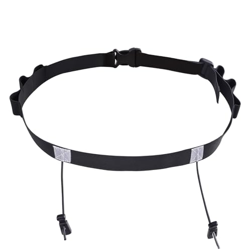 Azarxis Adjustable Elastic Triathlon Belt Marathon Running Sports Bib Number Holder with 6 Energy Gel Loops - Stretch Fit & Comfortable (Black)