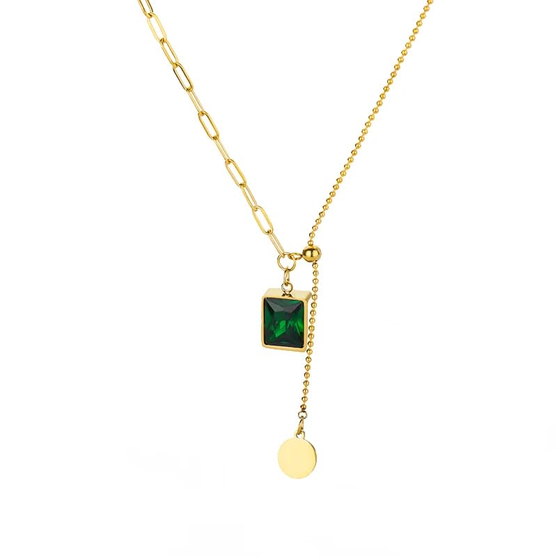 Purple Secret Gold Plated Necklace with Emerald Pendant For Women, Drop Chain Necklace, Birthday Gift for Girlfriend, Gift for Women, Fade proof Necklace (B0CZ73X48B) Amazon Price History, Amazon Price Tracker