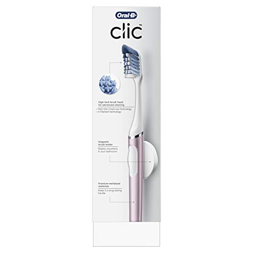 Image of Oral-B Clic Toothbrush, Rose, with Brush Head and Magnetic Toothbrush Holder