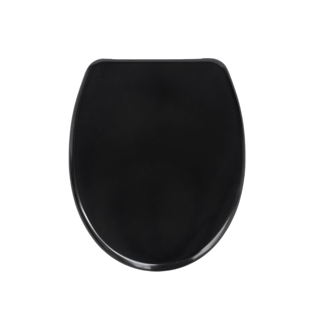 SAINOS Duroplast-Toilettensitz, O-förmiger Toilettendeckel mit Soft-Close-Mechanismus, Edelstahlscharnier, One-Touch-Schnellverschluss, leicht zu reinigen, Belastbarkeit 180 kg (UF12-B-O)