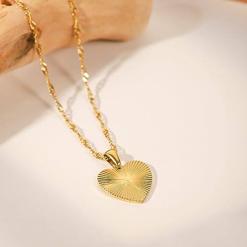 Ibara Women Gold Necklace Sun Crescent Moon Star Evil Eye Lock Lovely Heart Flower Butterfly Pearl Pendant 18K Gold Cz Diamond Filled Chain Dianty Boho Beach Simple Handmade Jewelry Gift thumb #4
