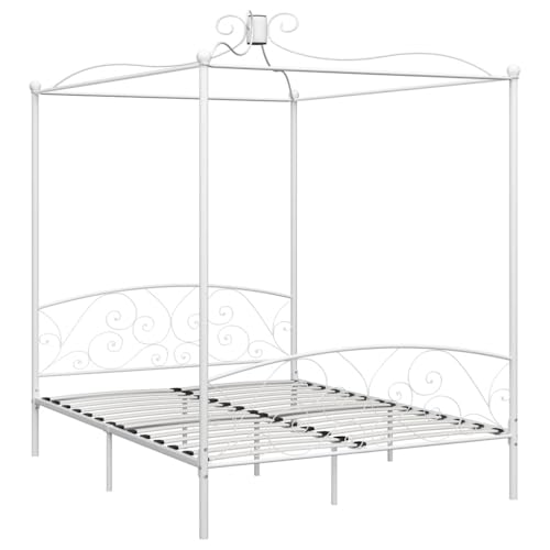 Emmtore Estructura de Cama con Dosel sin colchón Metal Blanco 180x200cm