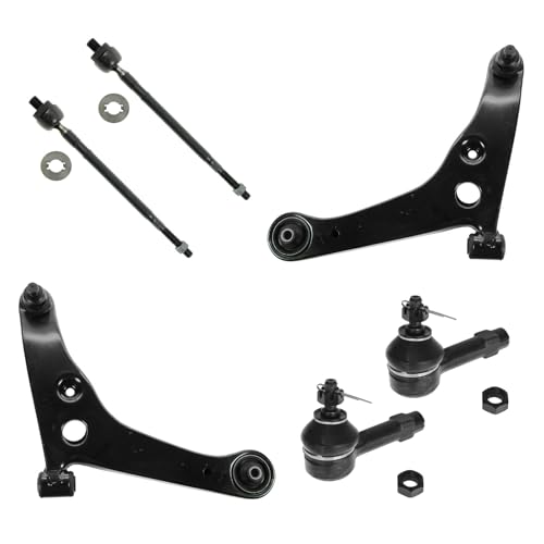 TRQ Front Steering & Suspension Kit Control Arm with Ball Joint Tie Rod Compatible with 2002-2007 Mitsubishi Lancer