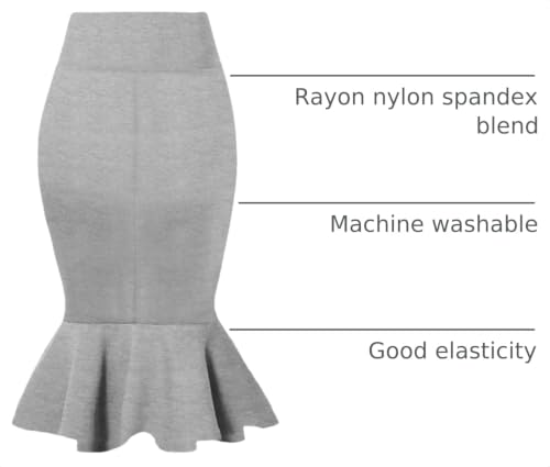 Image of HyBrid & Company Womens Premium Nylon Ponte Stretch Office Fishtail Pencil Skirt High Waist Made in The USA Below Knee