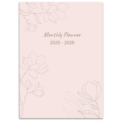 Agenda mensual 2025-2026, calendario de 18 meses de julio de 2025 a diciembre de 2026, planificador mensual 2025-2026, fácil de organizar tu vida diaria, 5.8 x 8.25 pulgadas, flor rosa