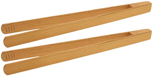 teemando® 2 X Grillzange aus edlem Kirsch-Holz, 30 cm, für Bratwurst, Steaks & Gemüse