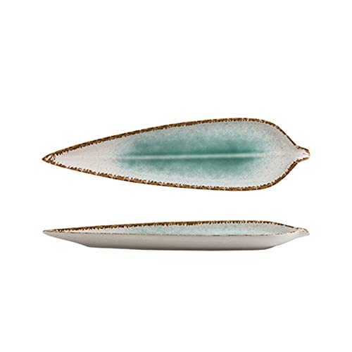 Bandeja para Servir Sushi Plato Largo Plato de cerámica Placa de Sushi Plato Plato Plato Plato Plato Plano (Color : Verde, Size : 35x9.5cm) Cover