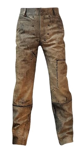 Mad Fury Road Motorcycle Biker Pants - Max 4 Distressed Brown Leather Jeans for Mens - Cosplay Movie Outfit4