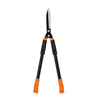 Hochleistungs-Heckenschere mit Scharfen Edelstahlklingen, Gartenschere Groß zum Schneiden von Hecken und Zweigen, Ergonomische Rutschfeste Griffe, Orangefarbene Schere mit Langem Griff