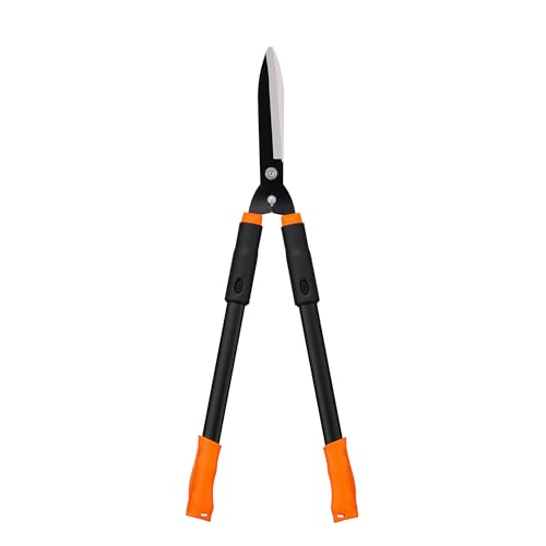 Hochleistungs-Heckenschere mit Scharfen Edelstahlklingen Gartenschere Groß zum Schneiden von Hecken und Zweigen Ergonomische Rutschfeste Griffe Orangefarbene Schere mit Langem Griff