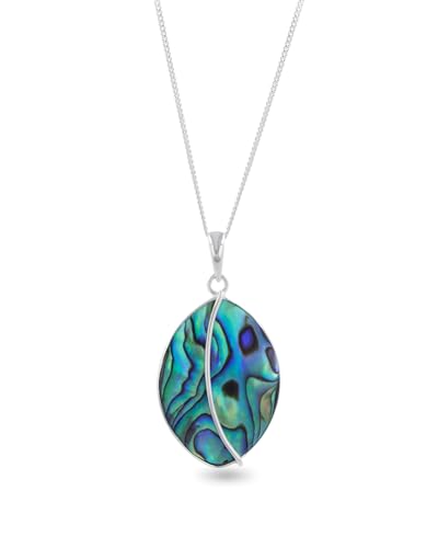 Collier femme argent 925 nacre abalone Selena | Idée cadeau bijou ovale iridescent unique
