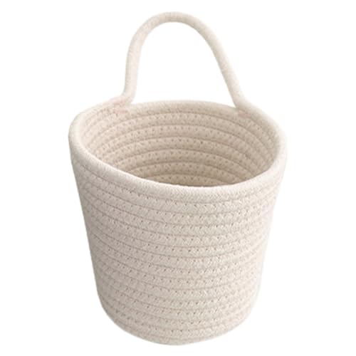 Cesta organizadora montada en la pared, cubo de almacenamiento de cuerda de algodón con gran capacidad, soporte para llaves colgante, solución de almacenamiento para ahorrar espacio para dormitorio