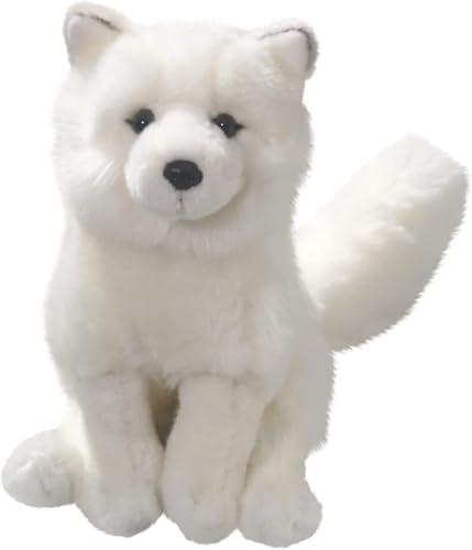 Peluche renard arctique réaliste : cadeau idéal pour anniversaire et naissance