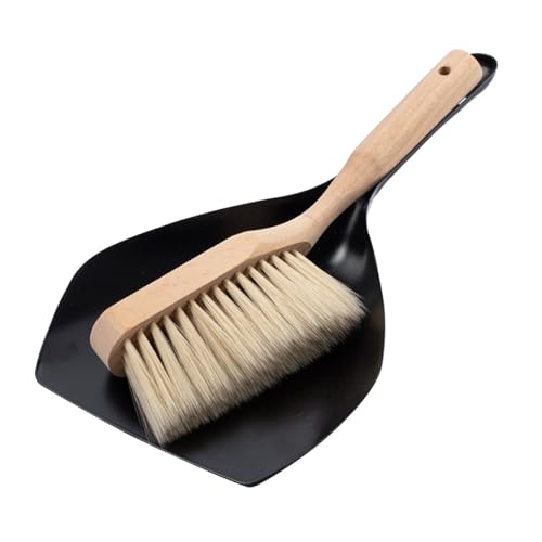 FIXOSHEE Mini Besen und Kehrblech Set aus Holz Handlicher Tischbesen mit Staubschaufel Platzsparendes Reinigungszubehör für Haushalt Büro Vielseitig und Praktisch Set