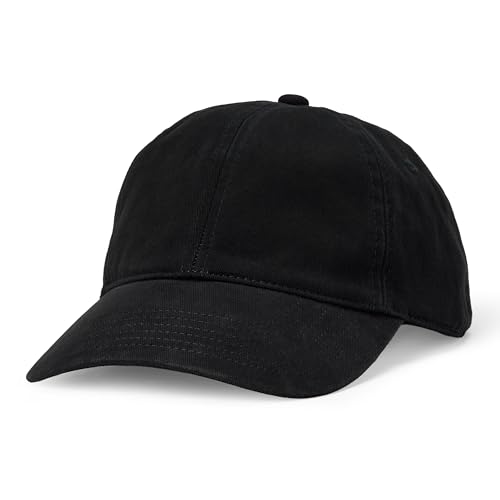Amazon Essentials Womens Washed Cotton Canvas Baseball Cap with Adjustable Strap Black One Size