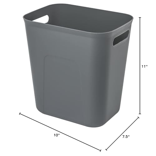 Image of UUJOLY Plastic Small Bathroom Trash Can Wastebasket, 3.5 Gallon, Dark Grey