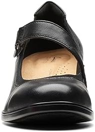 Clarks Women's Emily 2 Mabel Pump, Black Leather, 9.5 Narrow | Image 2