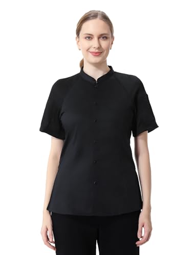 TopTie Women's Essential Snap Chef Coat Restaurant Cook Jacket Uniform Shirt