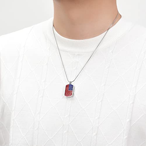American Flag Cremation Jewelry for Ashes for Loved Ones Urn Necklace Memorial Keepsake Ashes Holder for Pets Dogs Cats(Silver 2)4