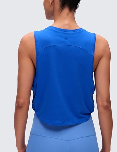 Image of CRZ YOGA Pima Cotton Dropped Armhole Tank | Workout, Naturally Soft, Loose Fit, Crop, Crewneck, Knotted Sides, Sleeveless Tops for Women