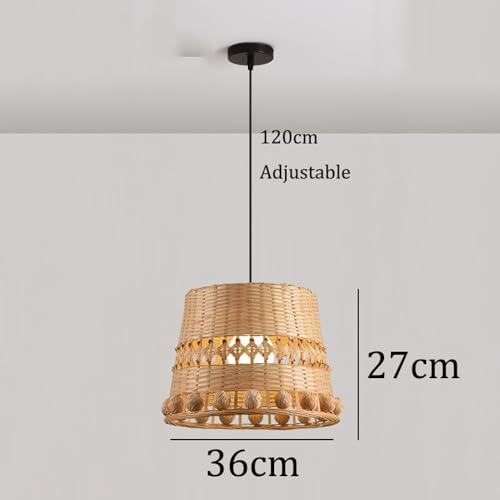 Gran lámpara de araña de ratán con pantalla de mimbre estilo bohemio 3